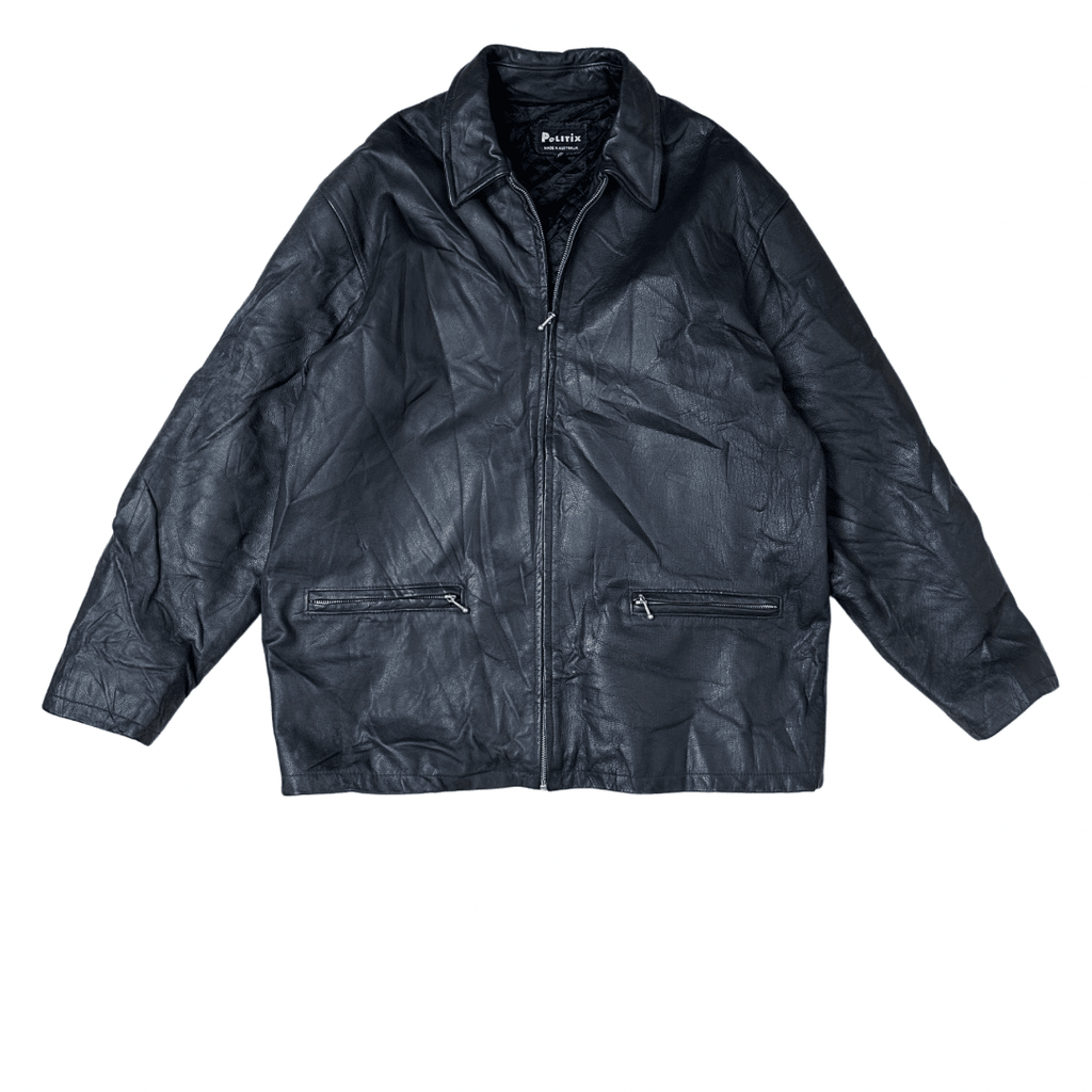 Vintage Politix Genuine Leather Jacket XL - Funkify