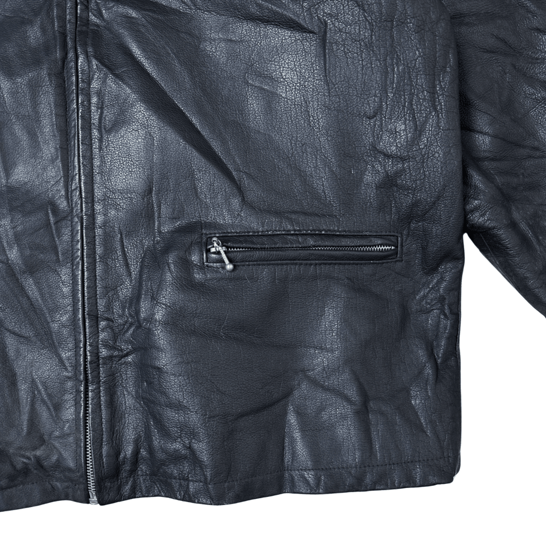 Vintage Politix Genuine Leather Jacket XL - Funkify