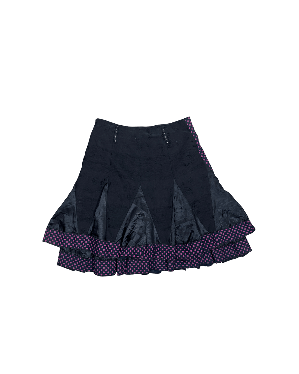 Vintage Polka Dot Paneled Skirt w/ Satin Inserts - Funkify