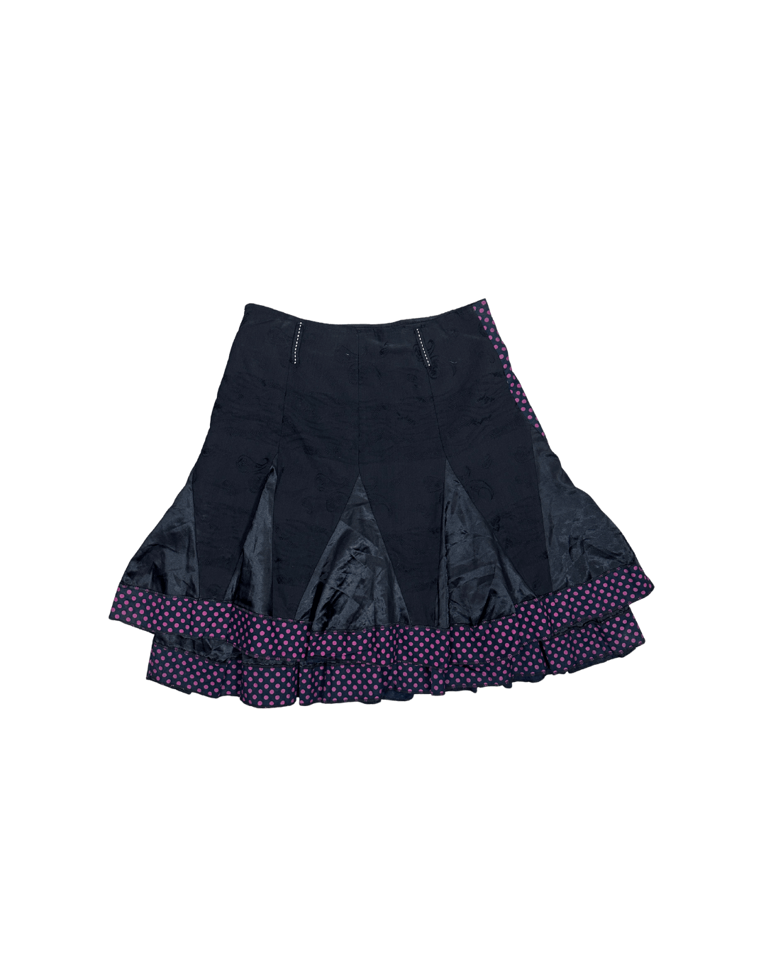 Vintage Polka Dot Paneled Skirt w/ Satin Inserts - Funkify