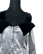 Vintage Prestige Satin Off Shoulder Velvet Collar Mini Dress Small - Funkify