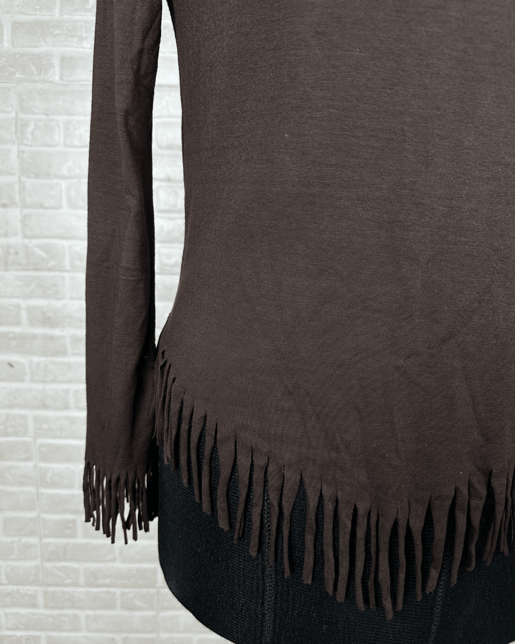 Vintage Pro Vogue Paris Fringe Hem Long Sleeve Top - Funkify