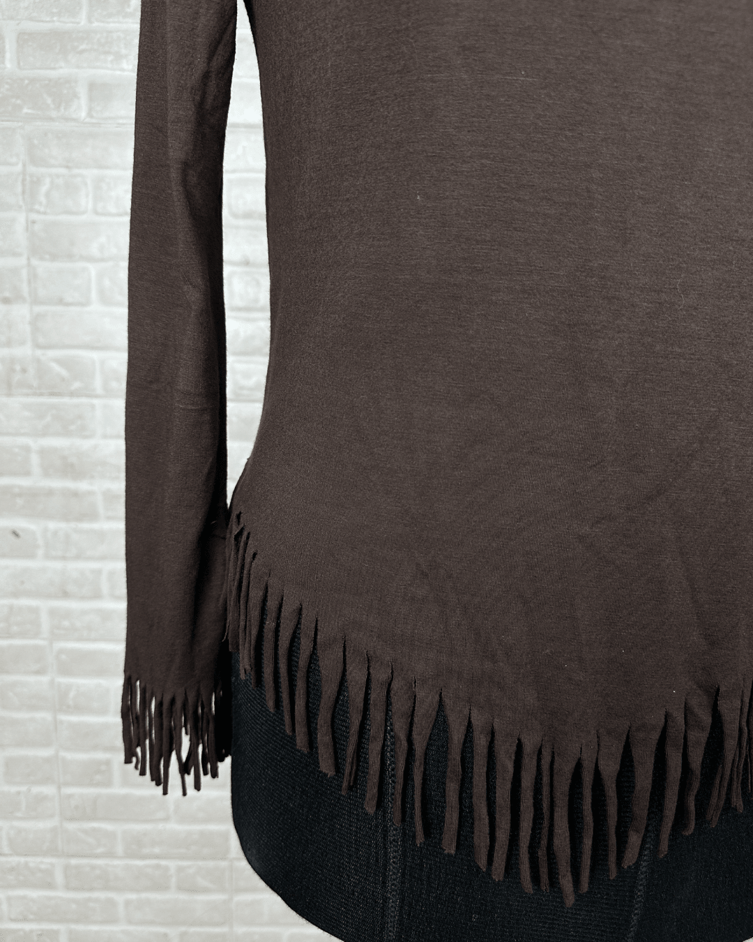 Vintage Pro Vogue Paris Fringe Hem Long Sleeve Top - Funkify