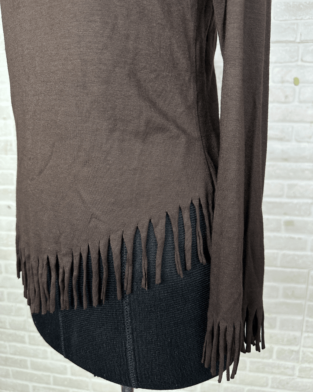 Vintage Pro Vogue Paris Fringe Hem Long Sleeve Top - Funkify