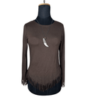 Vintage Pro Vogue Paris Fringe Hem Long Sleeve Top - Funkify