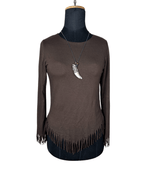 Vintage Pro Vogue Paris Fringe Hem Long Sleeve Top - Funkify