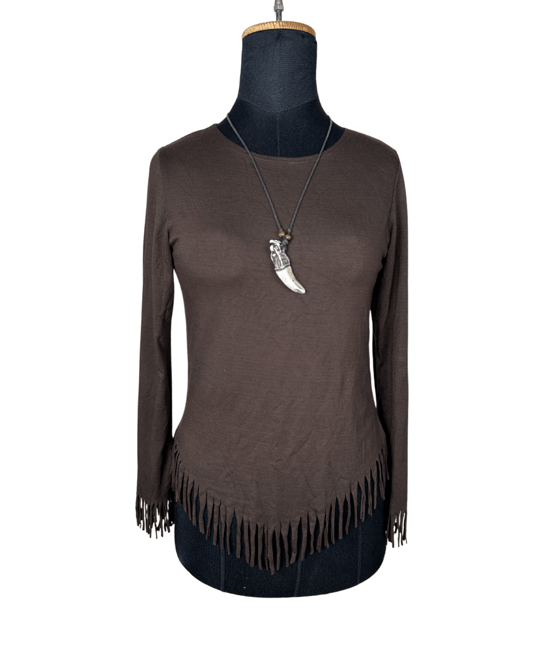 Vintage Pro Vogue Paris Fringe Hem Long Sleeve Top - Funkify