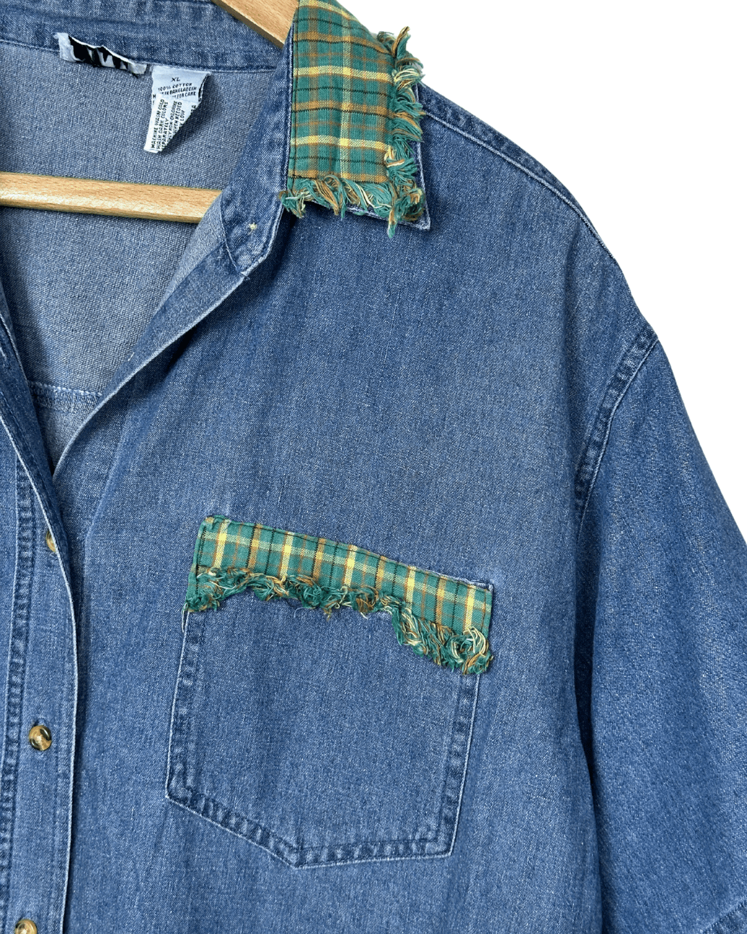 Vintage PTNV Denim Shirt with Appliqué Details XL - Funkify