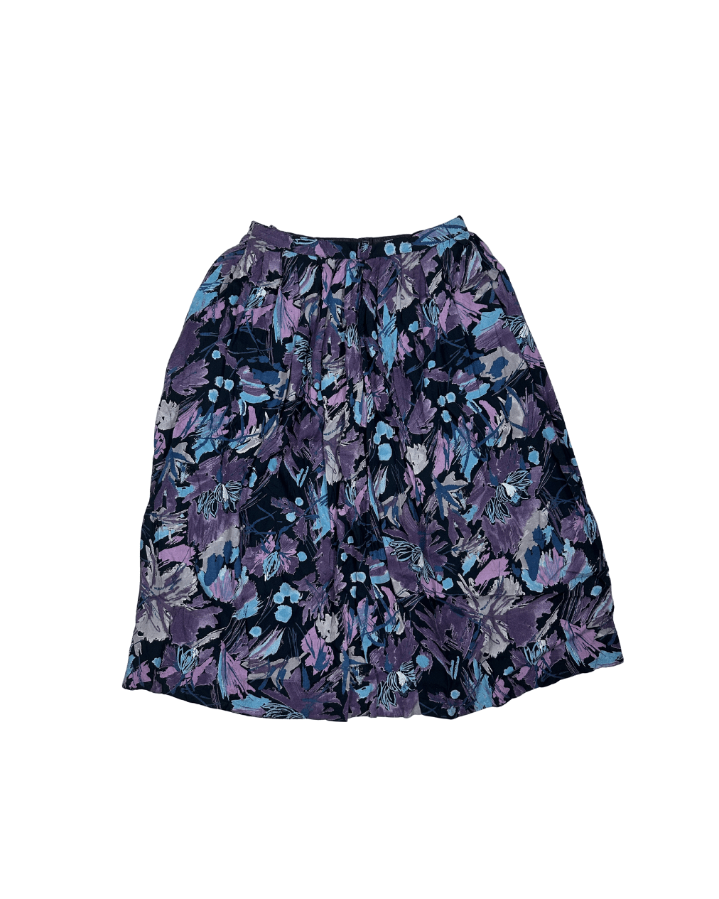 Vintage Purple Floral Skirt w/ Pockets - Medium - Funkify