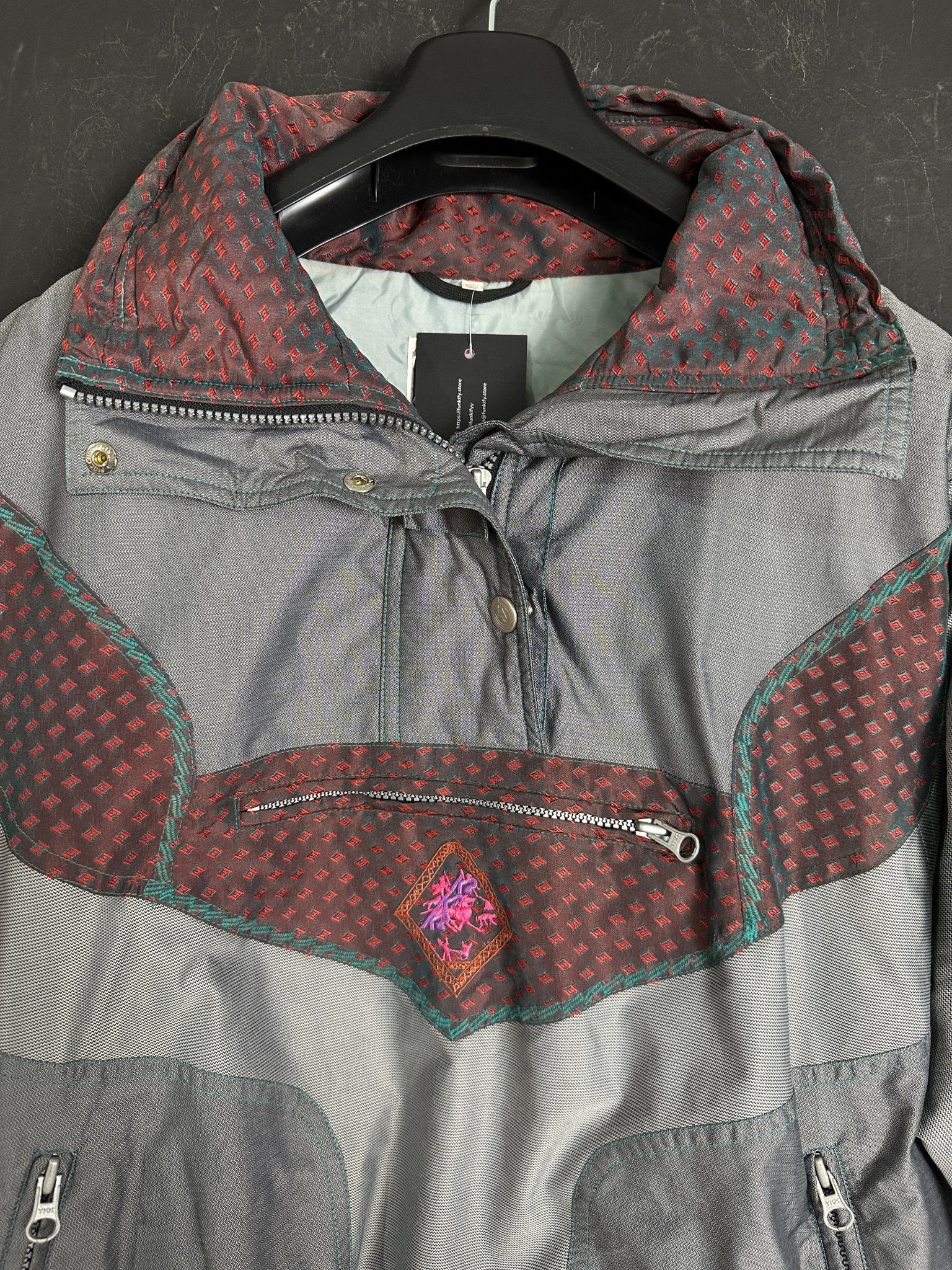 Vintage Quarter-zip Embroidered Jacket - Funkify