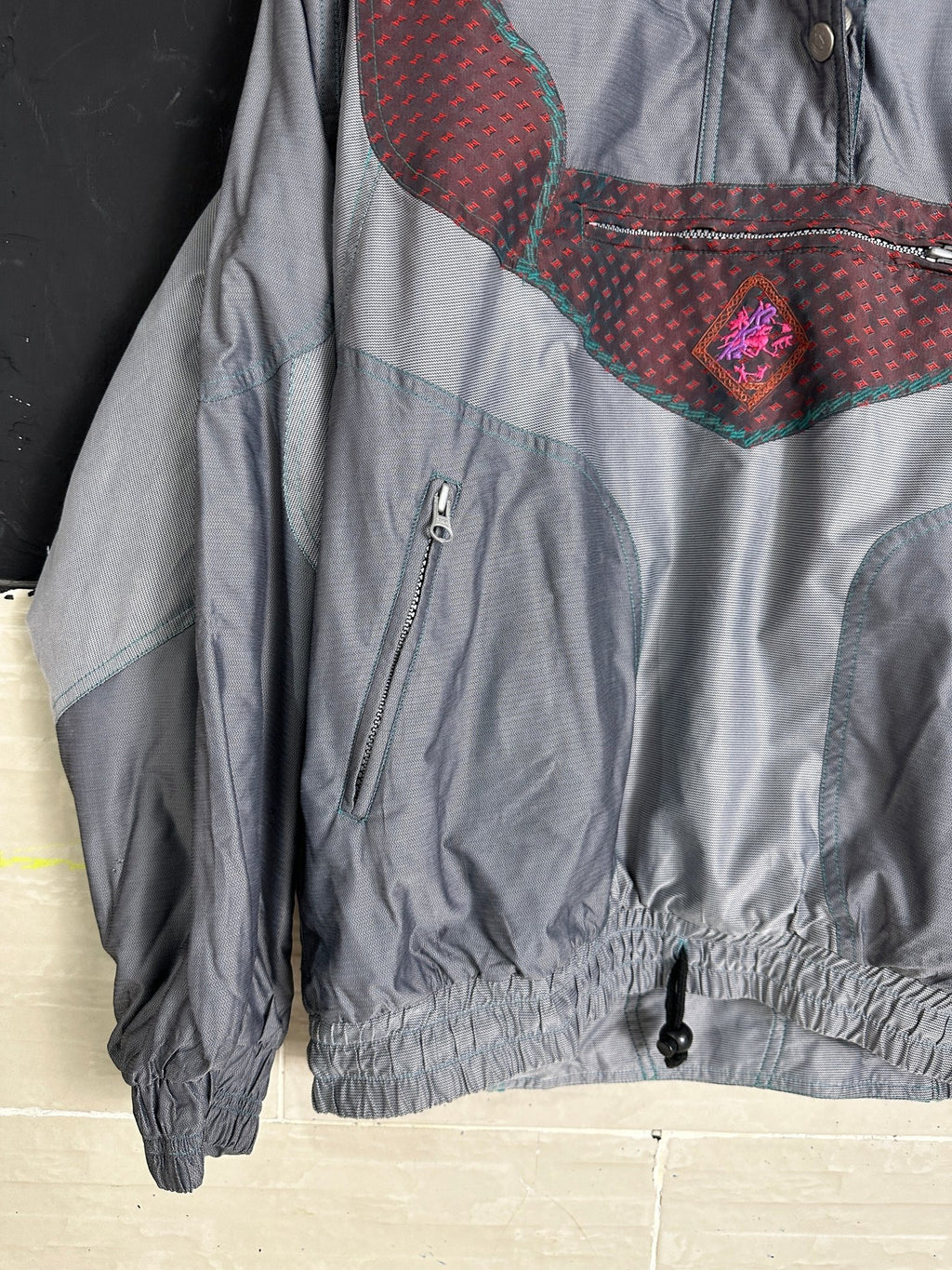 Vintage Quarter-zip Embroidered Jacket - Funkify