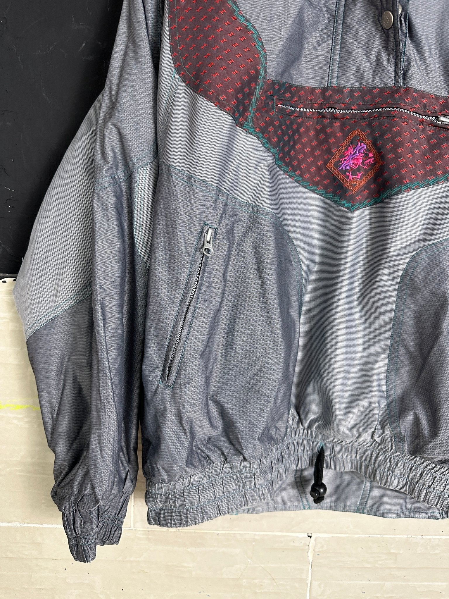 Vintage Quarter-zip Embroidered Jacket - Funkify