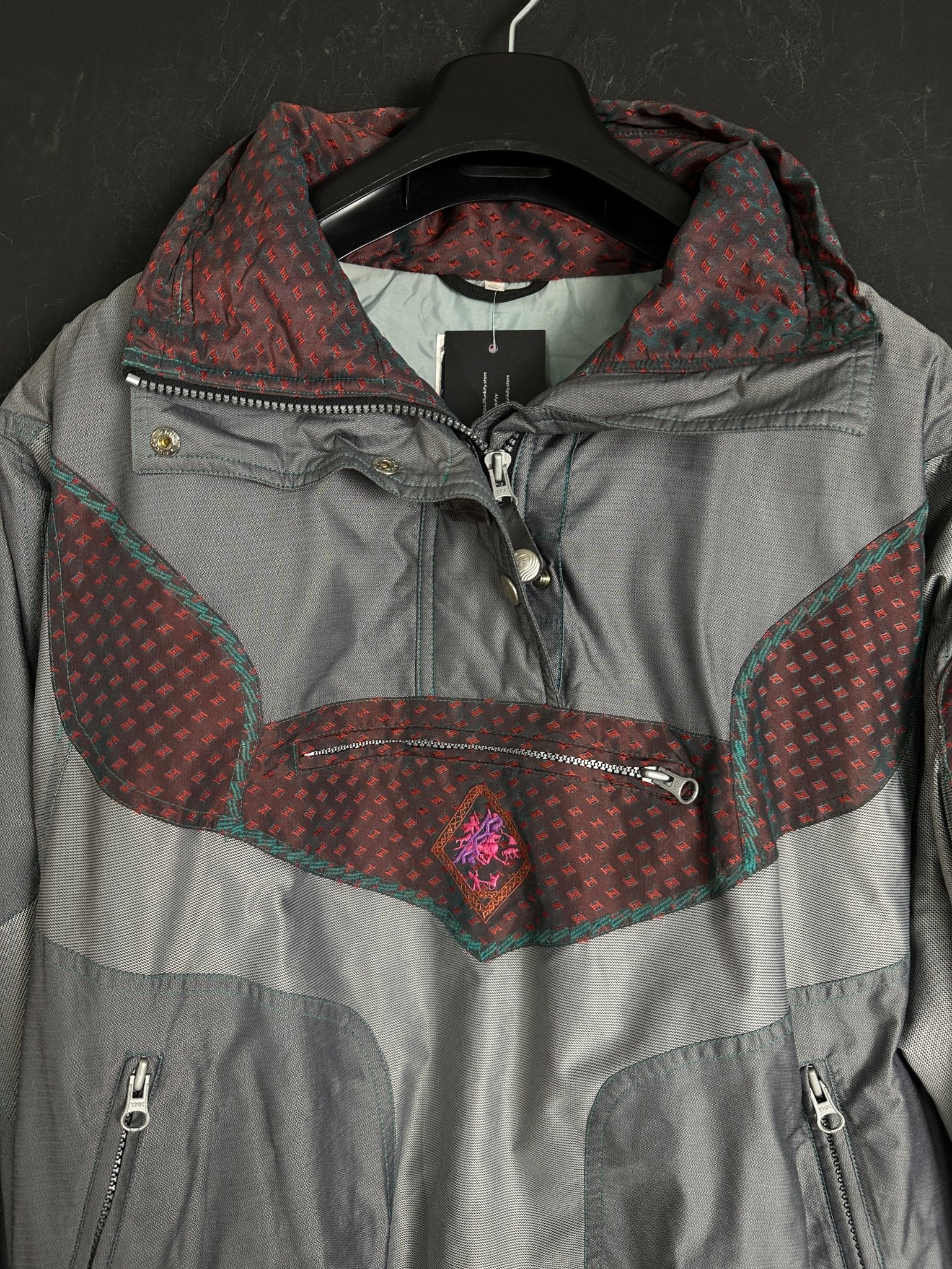 Vintage Quarter-zip Embroidered Jacket - Funkify