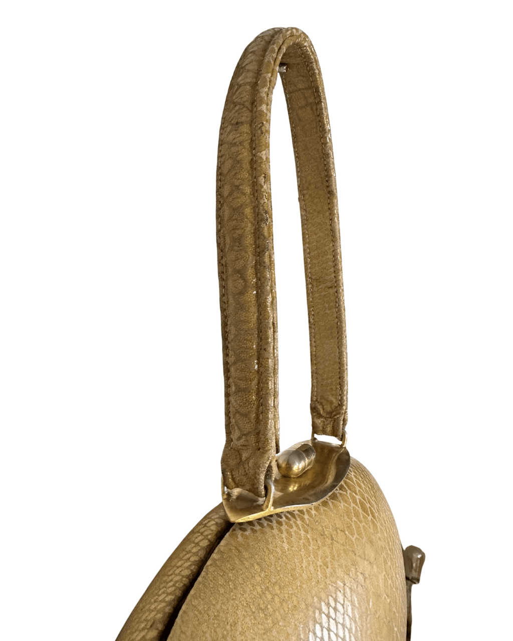 Vintage Reptile - Embossed Genuine Leather Top Handle Bag - Funkify