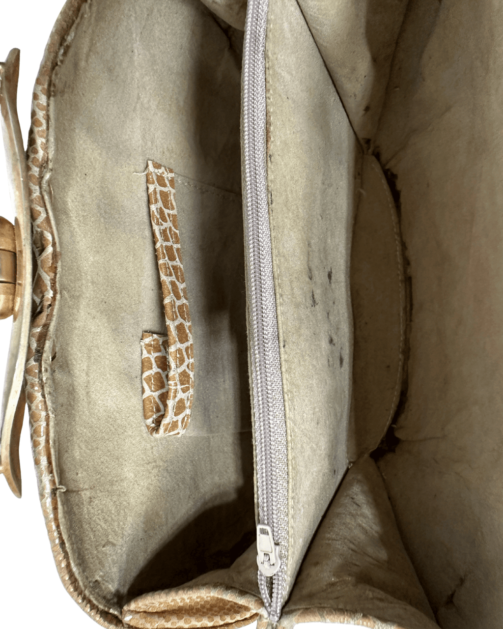 Vintage Reptile - Embossed Genuine Leather Top Handle Bag - Funkify