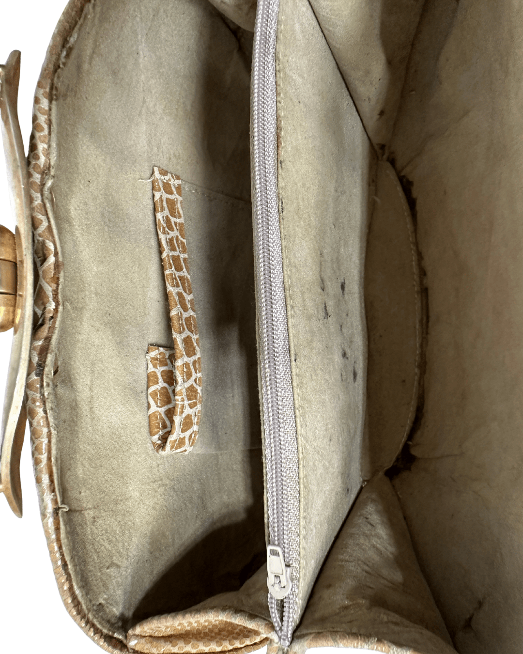Vintage Reptile - Embossed Genuine Leather Top Handle Bag - Funkify