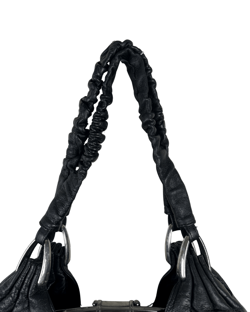 Vintage Ruched Leather Hobo Shoulder Bag - Funkify