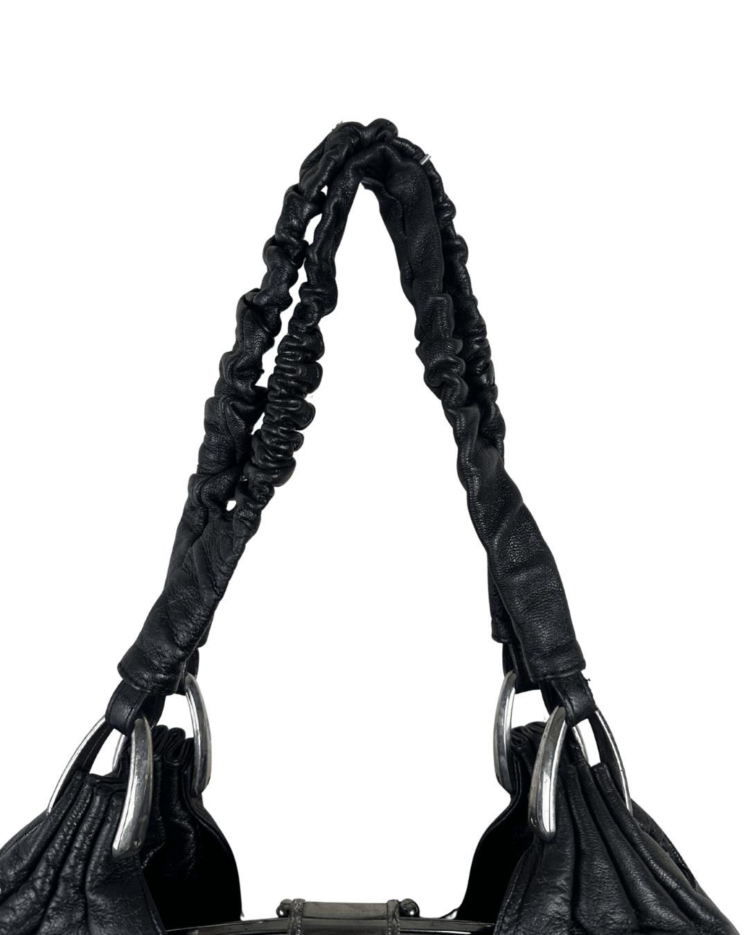 Vintage Ruched Leather Hobo Shoulder Bag - Funkify