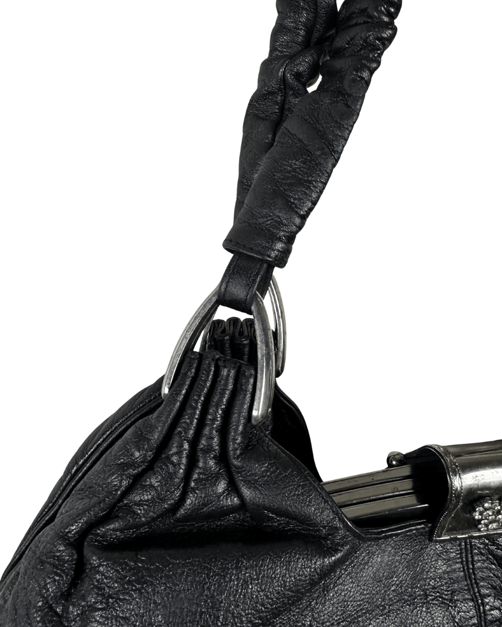 Vintage Ruched Leather Hobo Shoulder Bag - Funkify