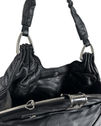Vintage Ruched Leather Hobo Shoulder Bag - Funkify