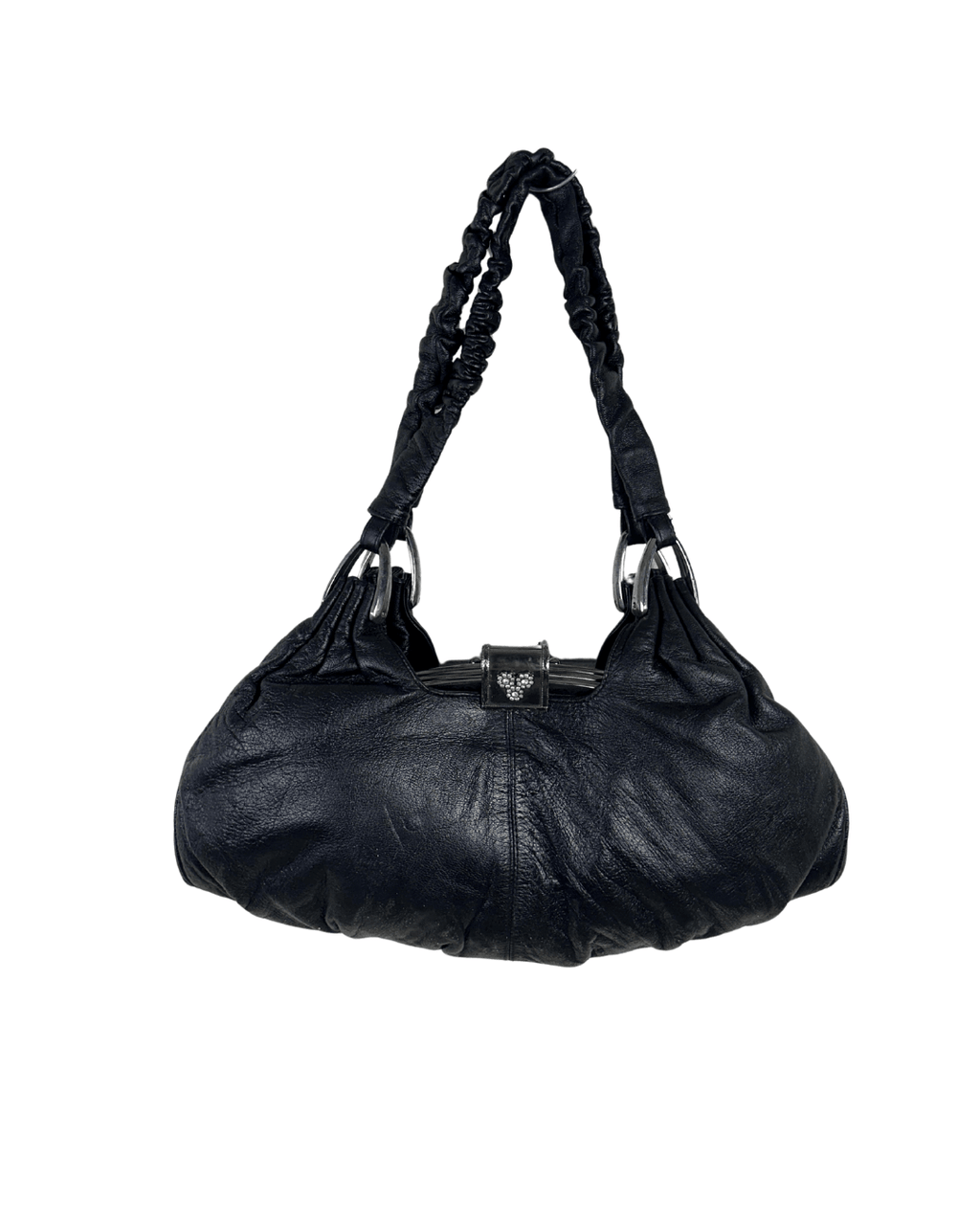 Vintage Ruched Leather Hobo Shoulder Bag - Funkify
