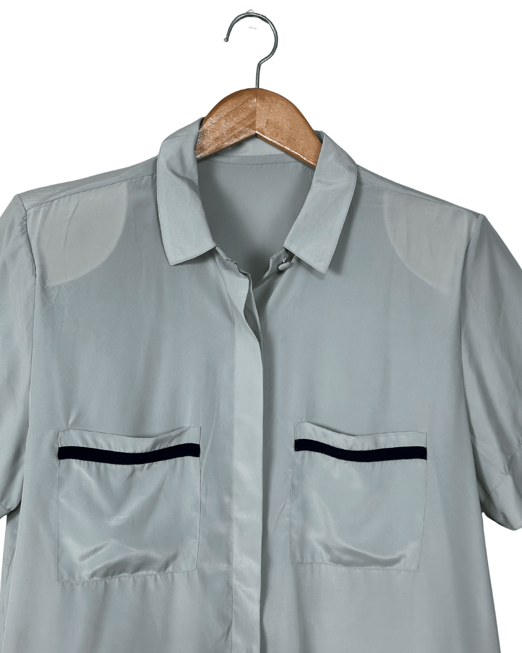 Vintage Sage Green Pure Silk Shirt - Women's Medium - Funkify