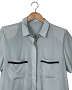 Vintage Sage Green Pure Silk Shirt - Women's Medium - Funkify