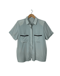Vintage Sage Green Pure Silk Shirt - Women's Medium - Funkify