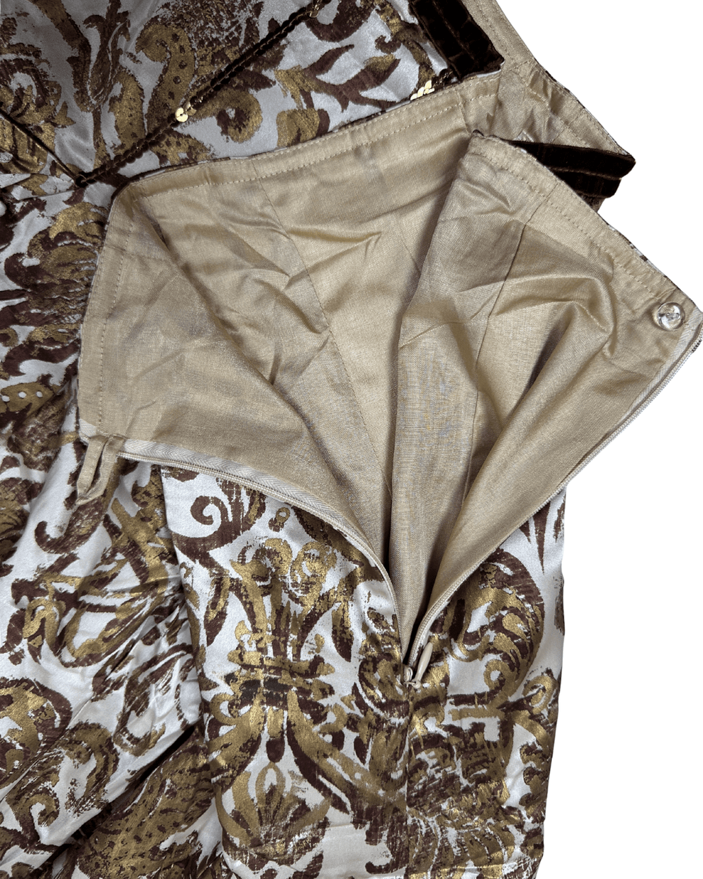 Vintage Schumacher Baroque Print Skirt With Sequins Detail - Funkify