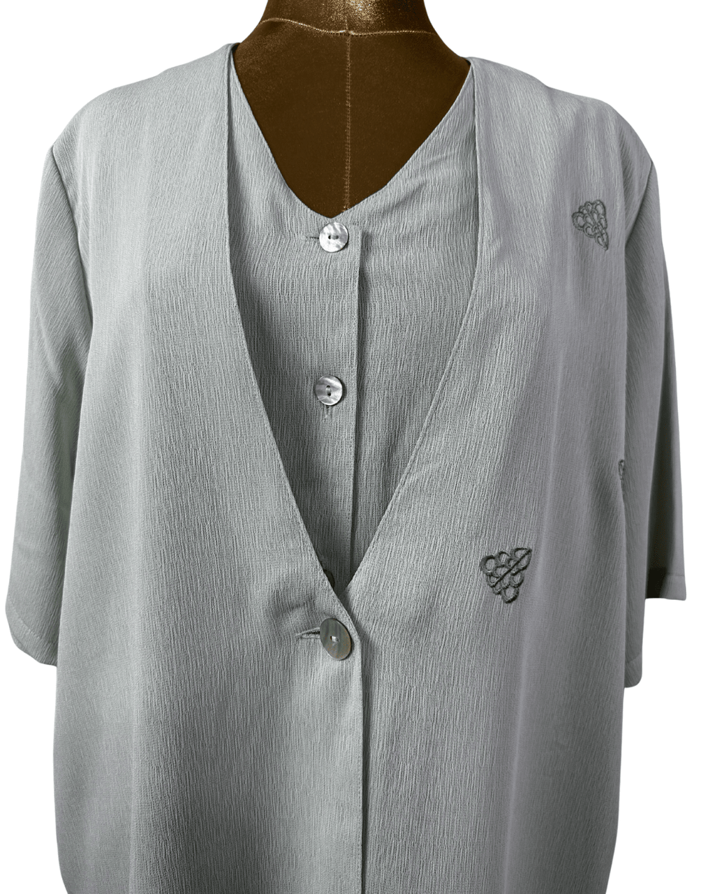 Vintage Serafino Sage Green Layered Blouse - Funkify