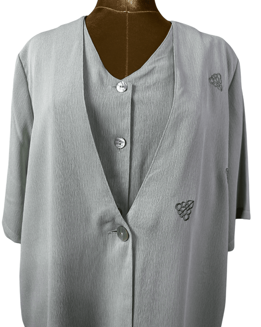 Vintage Serafino Sage Green Layered Blouse - Funkify