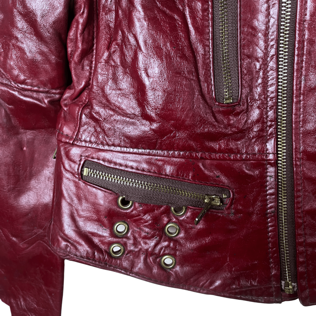 Vintage Serpent Fashion Genuine Leather Women's Cropped Jacket Large - Funkify