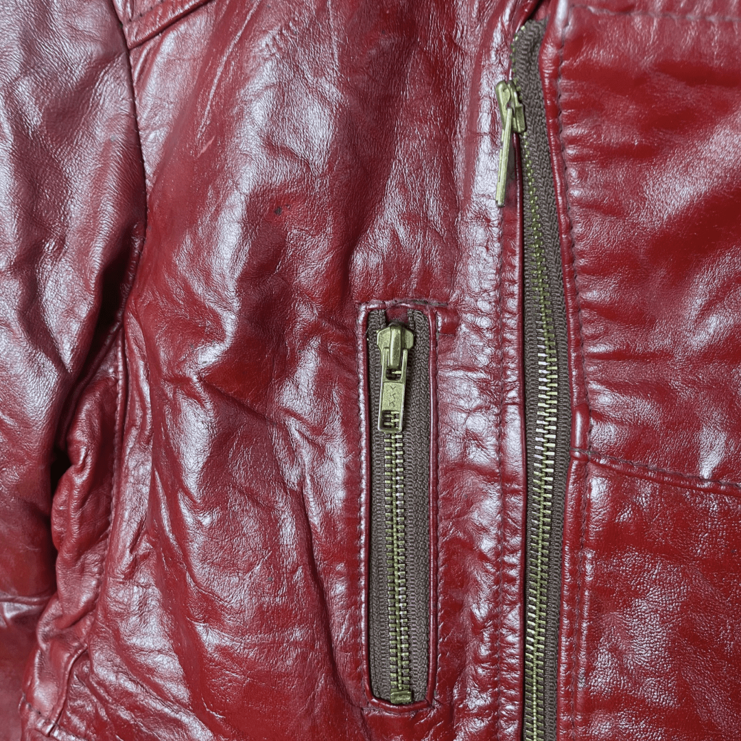 Vintage Serpent Fashion Genuine Leather Women's Cropped Jacket Large - Funkify