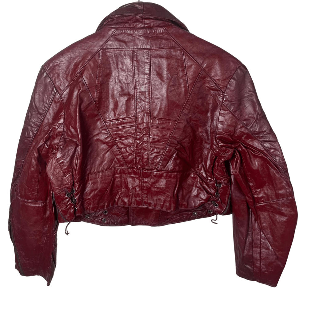 Vintage Serpent Fashion Genuine Leather Women's Cropped Jacket Large - Funkify