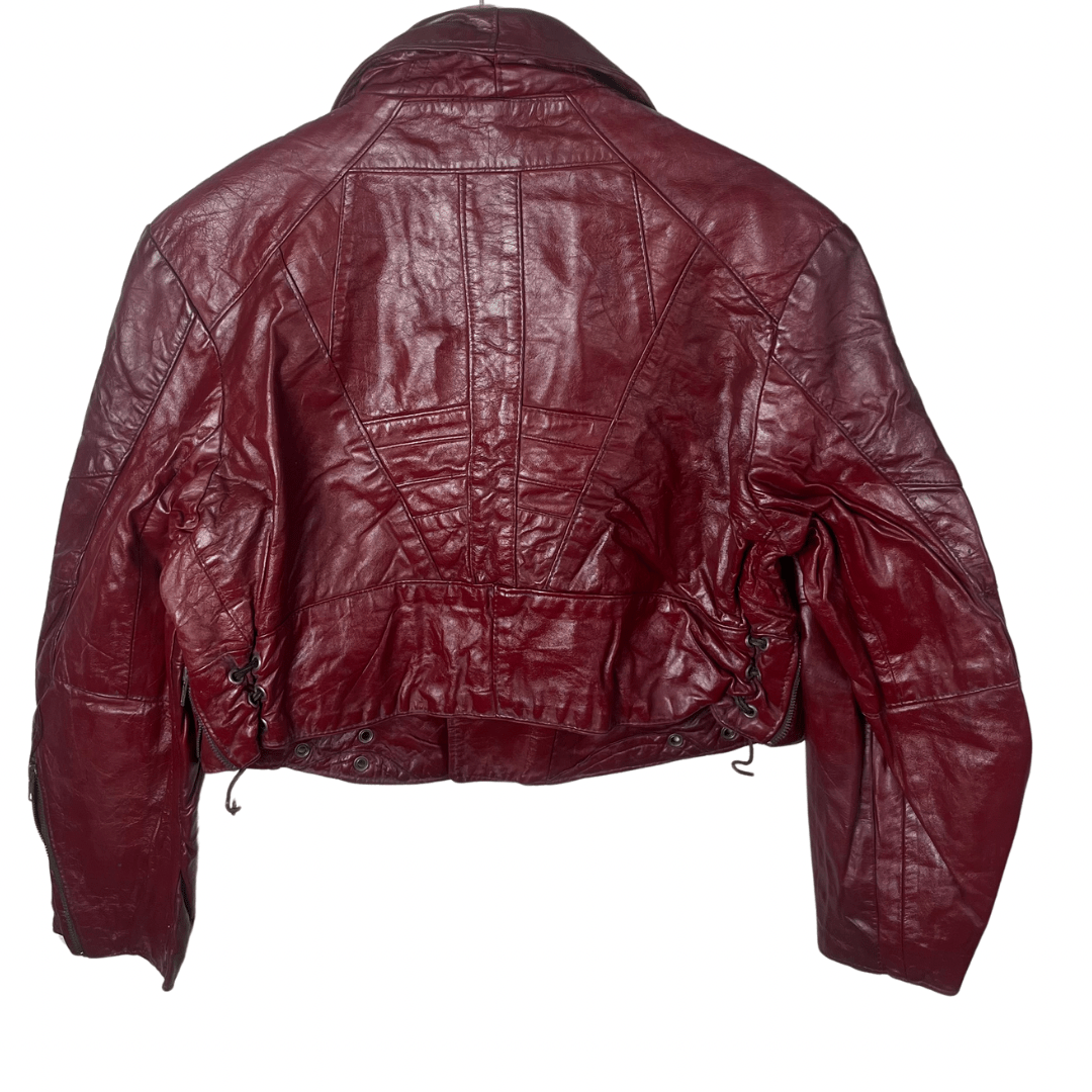 Vintage Serpent Fashion Genuine Leather Women's Cropped Jacket Large - Funkify