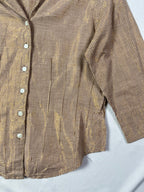Vintage Shimmery Gingham Fitted Shirt - Women's Large - Funkify