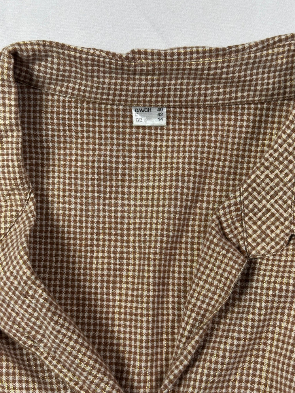 Vintage Shimmery Gingham Fitted Shirt - Women's Large - Funkify
