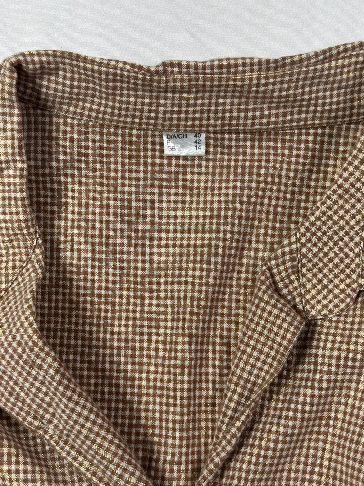 Vintage Shimmery Gingham Fitted Shirt - Women's Large - Funkify