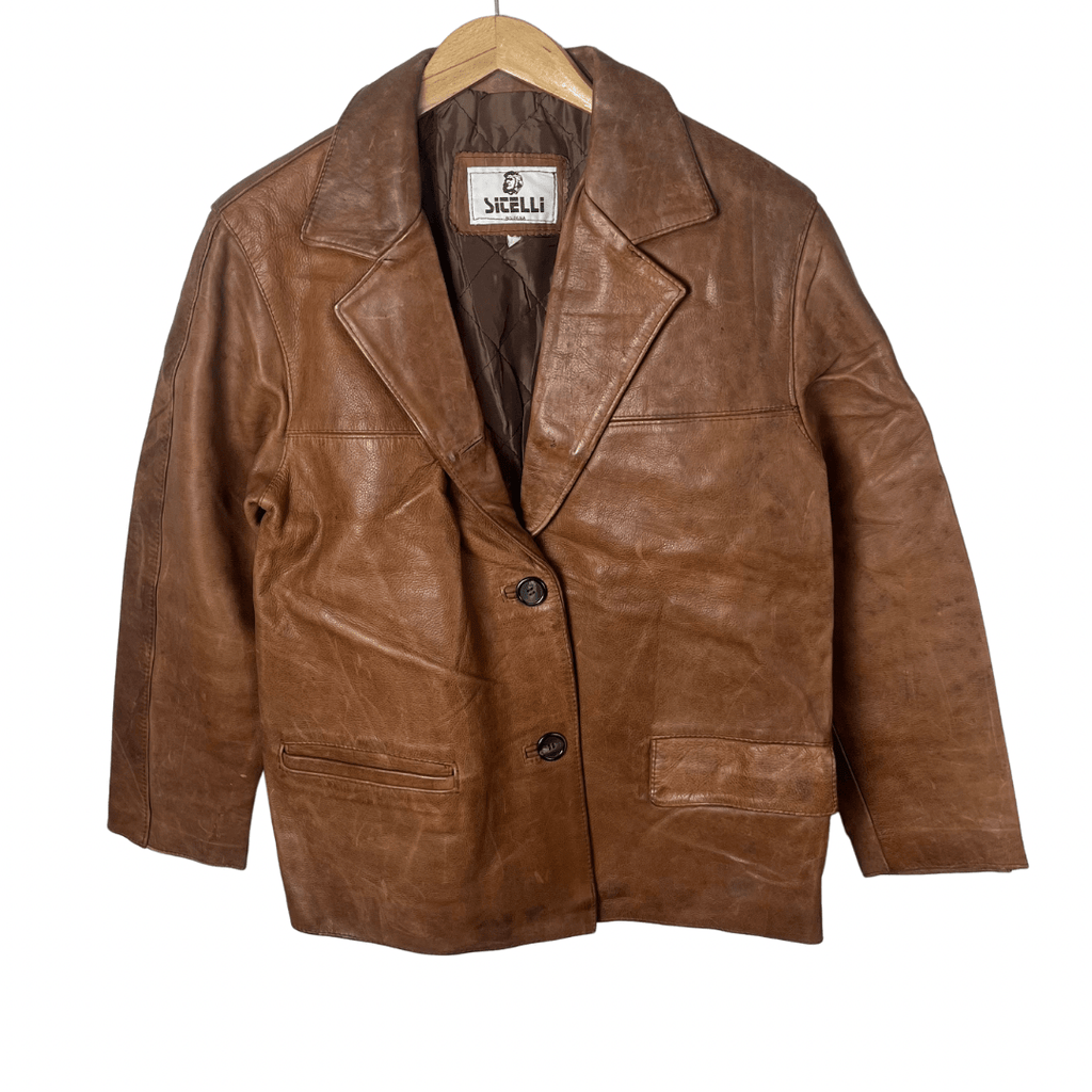 Vintage Sicelli Genuine Leather Jacket Medium - Funkify