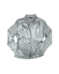 Vintage Silver Satin Fitted Shirt Medium - Funkify