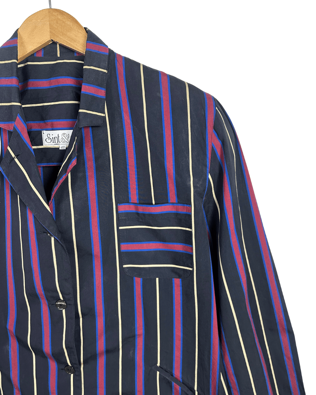 Vintage Sint & Si 90s Women's Striped Light Blazer Shirt L/XL - Funkify