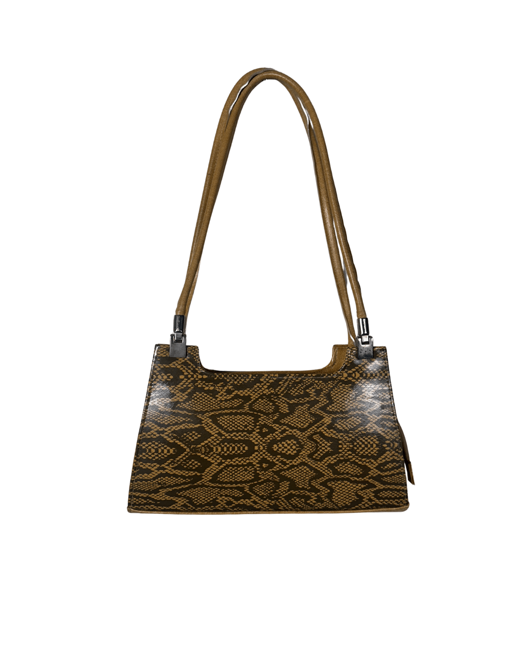 Vintage Snakeskin - Print Structured Baguette Bag - Funkify