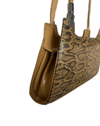 Vintage Snakeskin - Print Structured Baguette Bag - Funkify