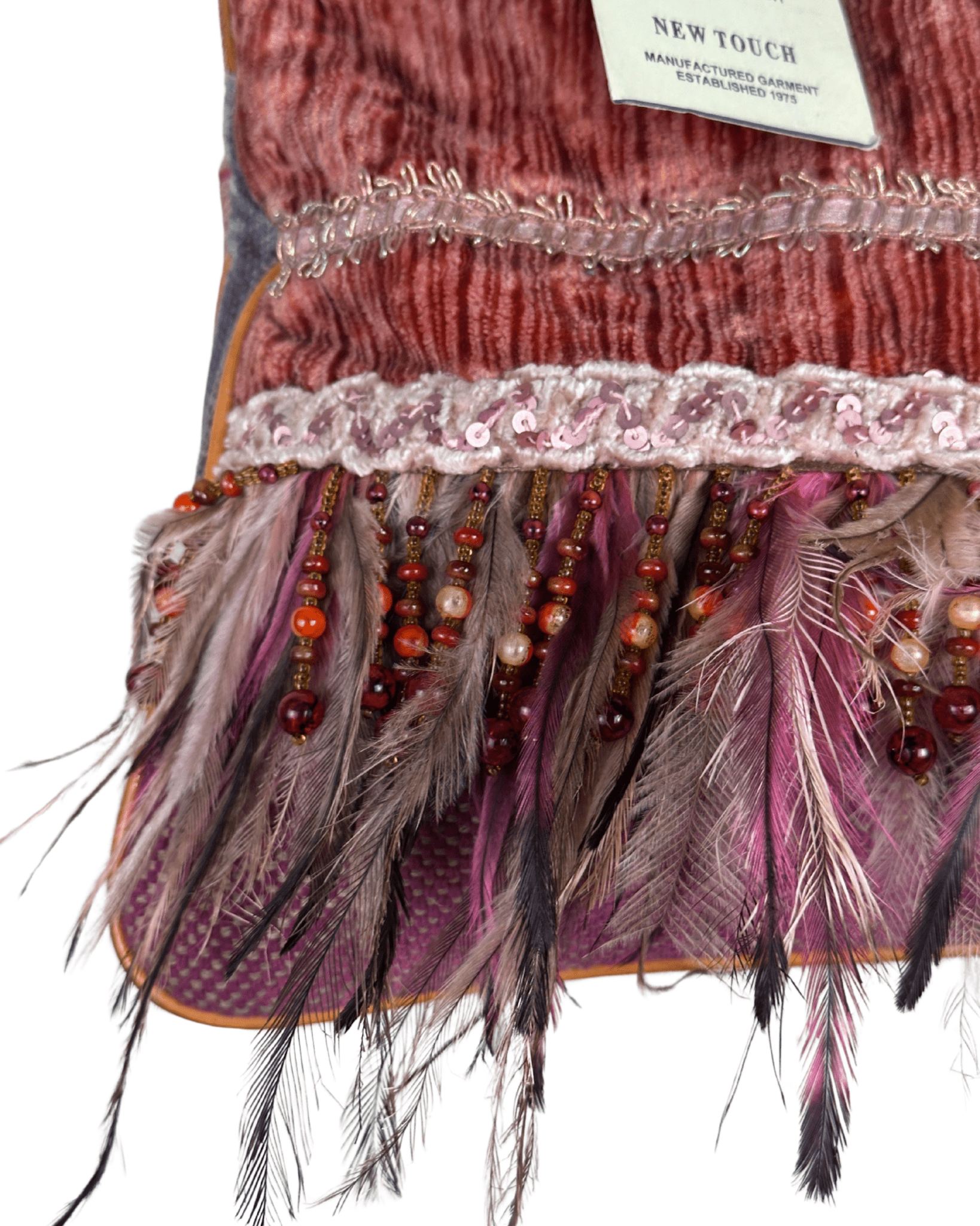 Vintage Spencer & Rutherford Boho Feather and Beads Handbag - Funkify