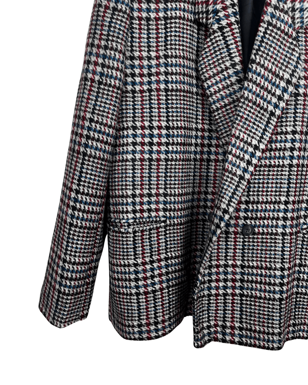 Vintage St Michael Pure New Wool Houndstooth Double Breasted Women's Blazer - Funkify