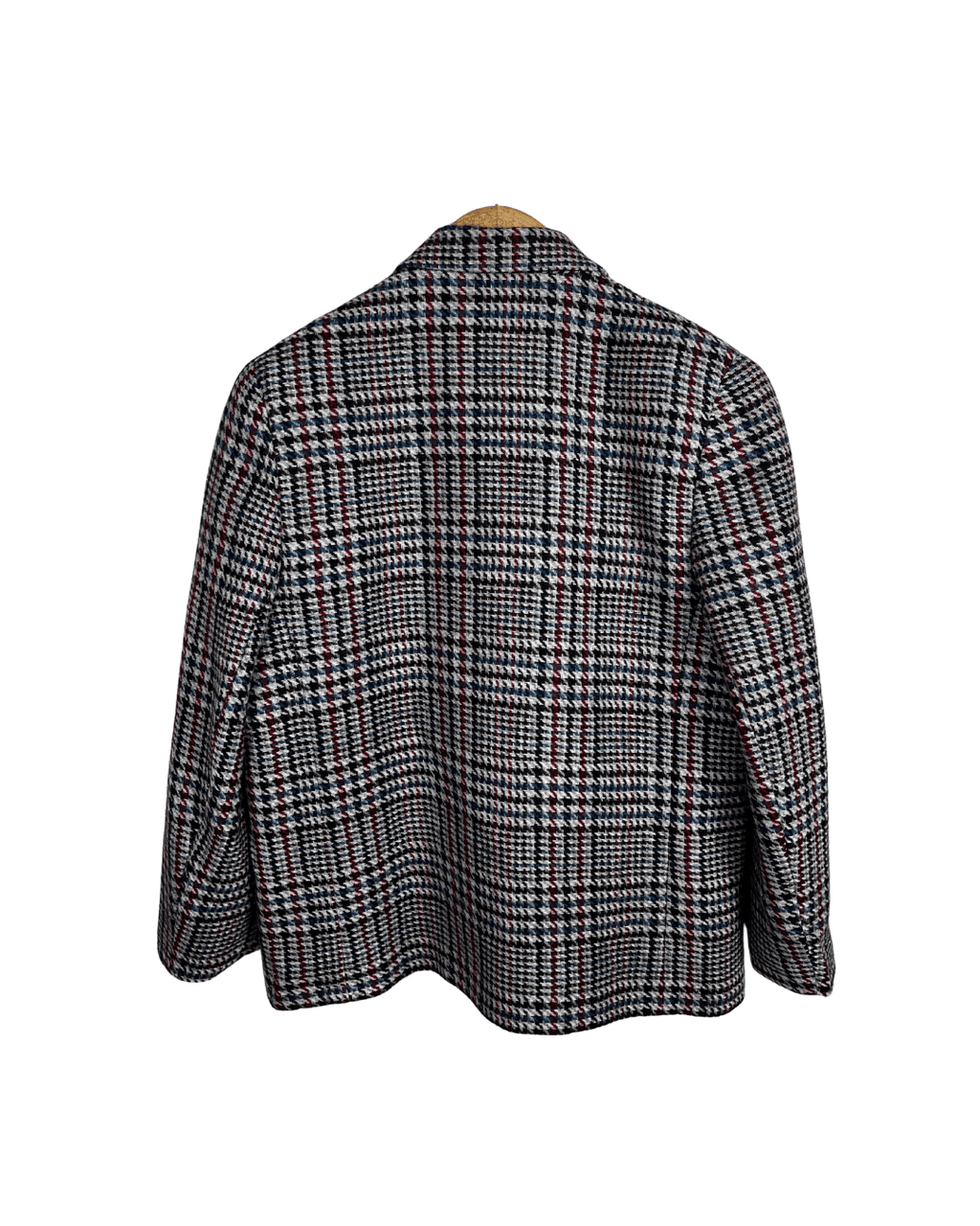 Vintage St Michael Pure New Wool Houndstooth Double Breasted Women's Blazer - Funkify
