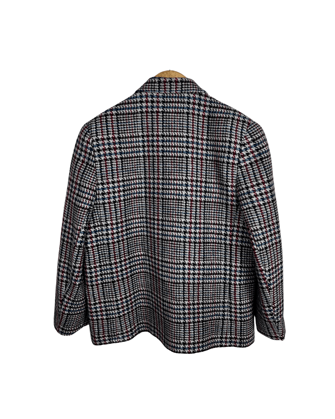 Vintage St Michael Pure New Wool Houndstooth Double Breasted Women's Blazer - Funkify