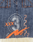 Vintage Striped Denim Graphic Skirt w/ front pockets - Funkify