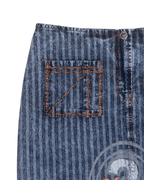 Vintage Striped Denim Graphic Skirt w/ front pockets - Funkify