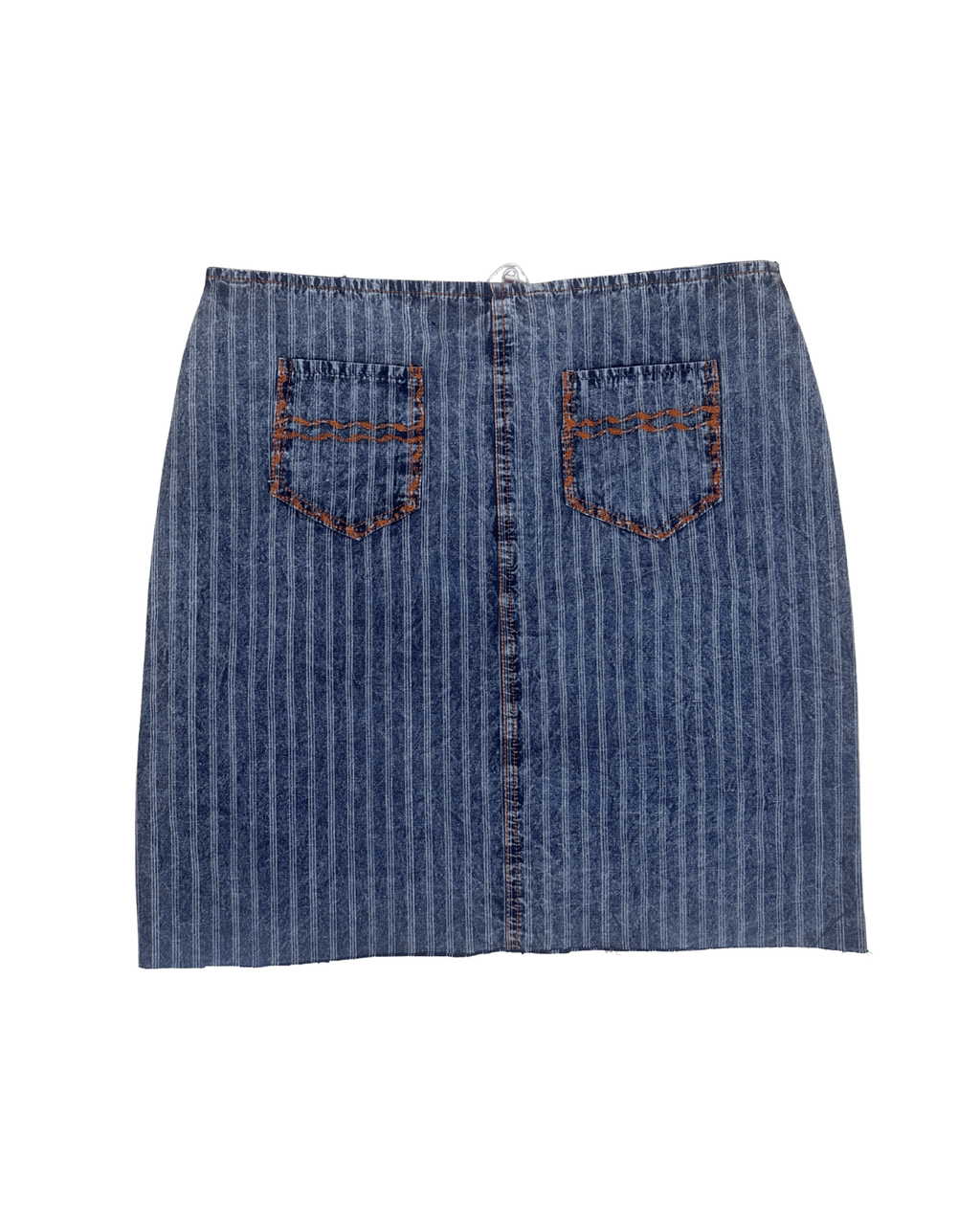 Vintage Striped Denim Graphic Skirt w/ front pockets - Funkify